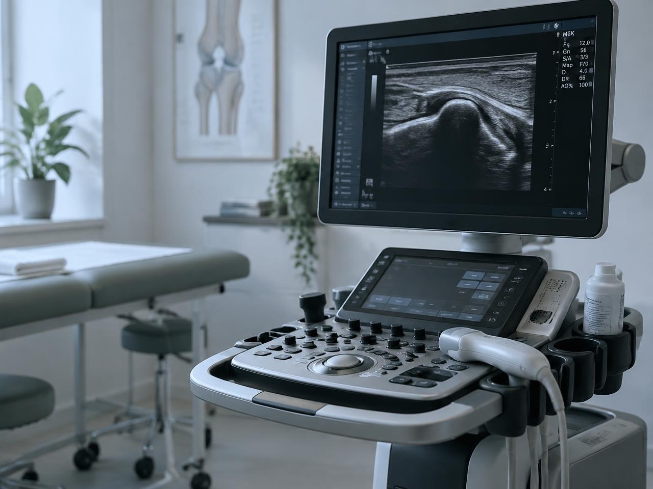 Aparelho de ultrassonografia articular no consultório